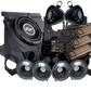 UTV Stereo audio system bundle including subwoofer, speakers, amplifiers, and wiring components