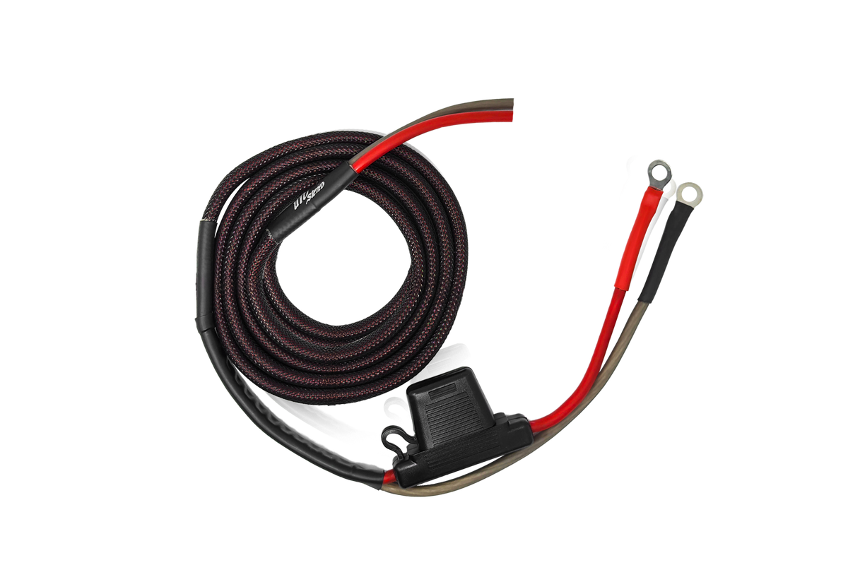 UTV Stereo power cable with inline fuse holder and ring terminals