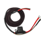 Coiled UTV Stereo power cable with inline fuse holder and ring terminals