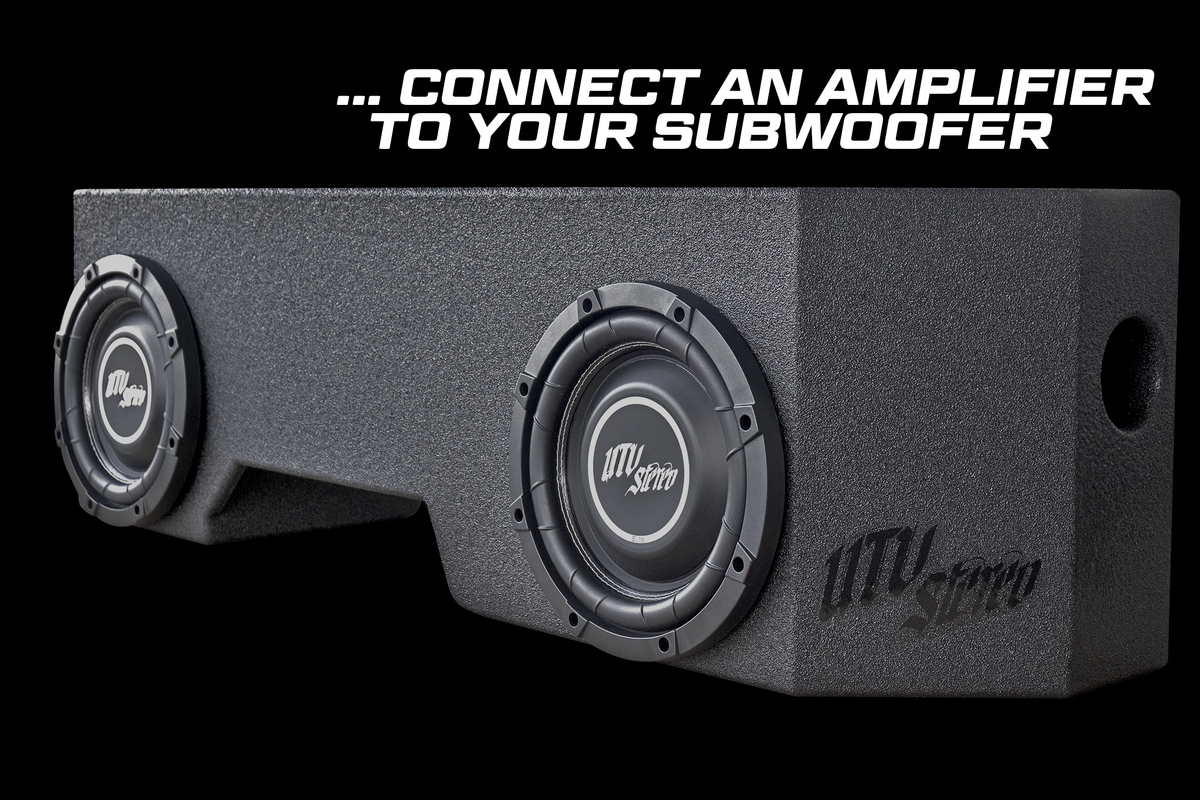 UTV Stereo dual subwoofer enclosure with black textured finish