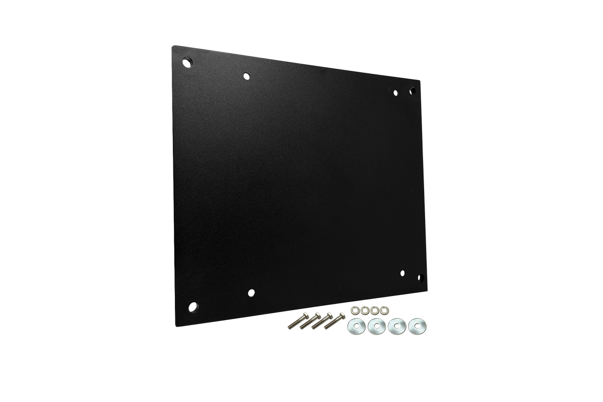UTV Stereo black metal mounting plate with included bolts and washers