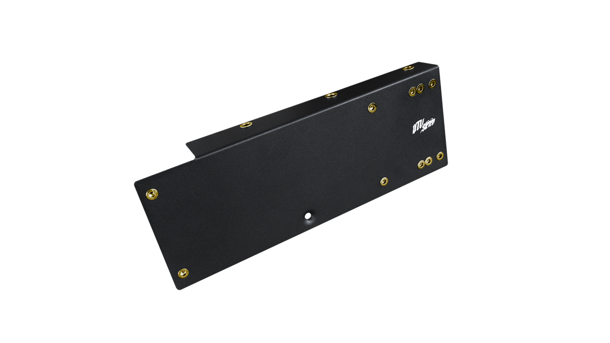 Black UTV Pro metal mounting bracket with gold hardware