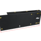 Black UTV Stereo metal mounting bracket with gold hardware and red dimension lines
