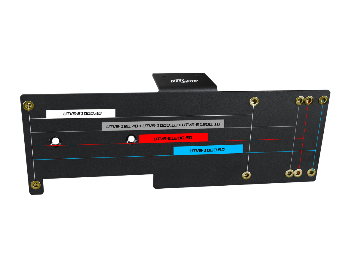 UTV Stereo amplifier mounting bracket with model compatibility labels
