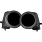 Pair of black UTV Stereo speaker pods with circular mounting holes