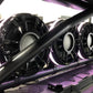Four circular black marine speakers with LED rings mounted on a vehicle roll cage