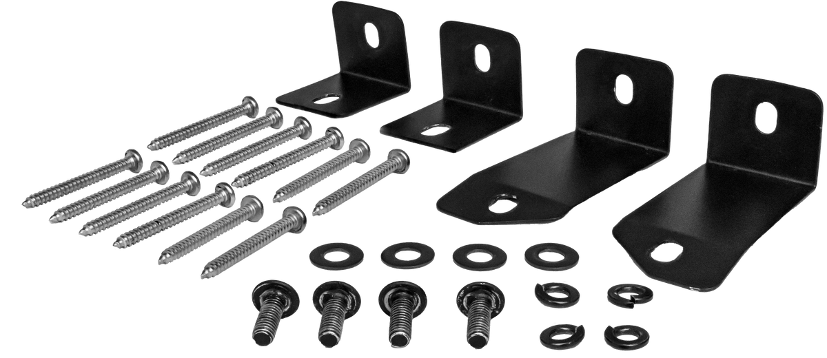 UTV Stereo mounting hardware kit with black L brackets screws and washers