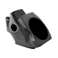 Black molded plastic subwoofer enclosure with speaker mounting holes