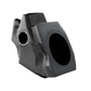 Black molded plastic subwoofer enclosure with two speaker mounting holes