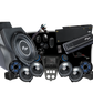 UTV Stereo audio system bundle including subwoofer enclosure speakers amplifier and head unit