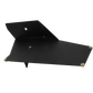 Black powder coated metal mounting bracket with brass threaded inserts