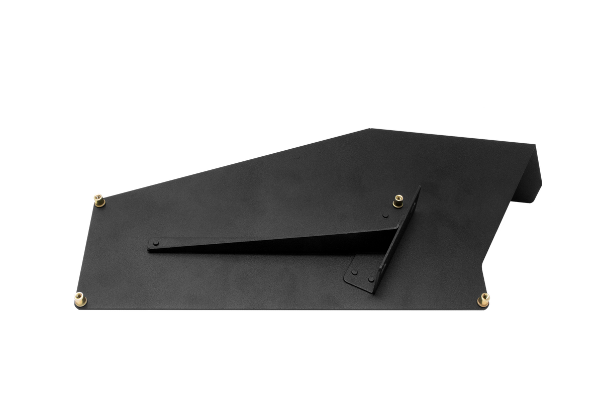 UTV Stereo black metal mounting bracket with brass threaded inserts