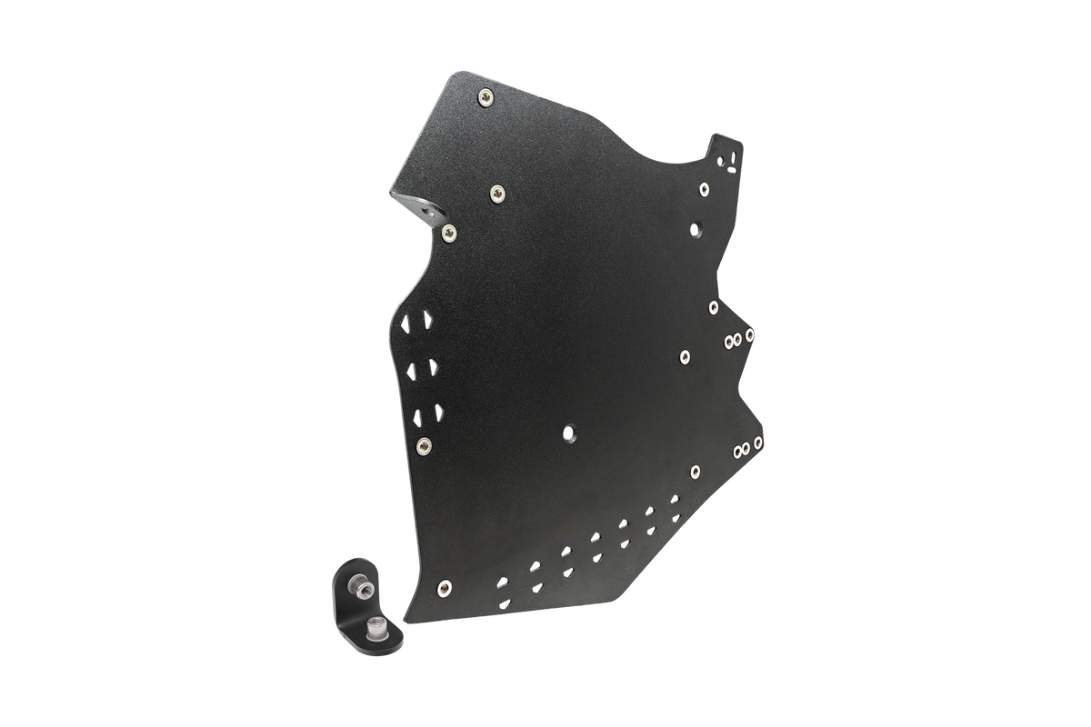 UTV Stereo black metal mounting bracket with pre-drilled holes