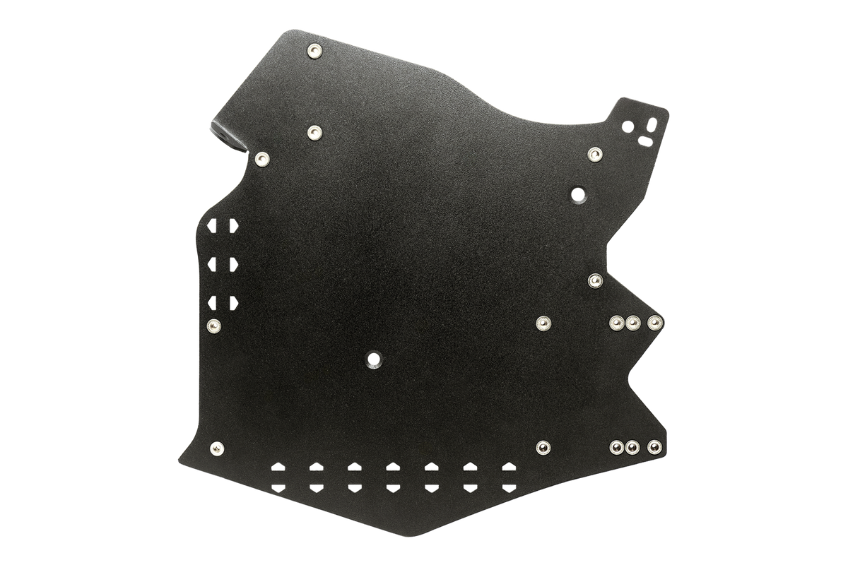 Black UTV Stereo metal mounting bracket with predrilled holes