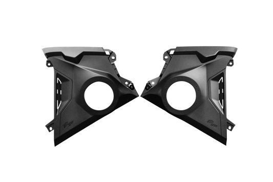 Pair of black UTV Stereo speaker pods for vehicle side panels