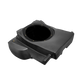 Black molded plastic subwoofer enclosure for vehicle audio installation