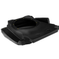 Black molded plastic subwoofer enclosure with circular speaker mount