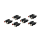 Five black RCA female to female audio coupler adapters