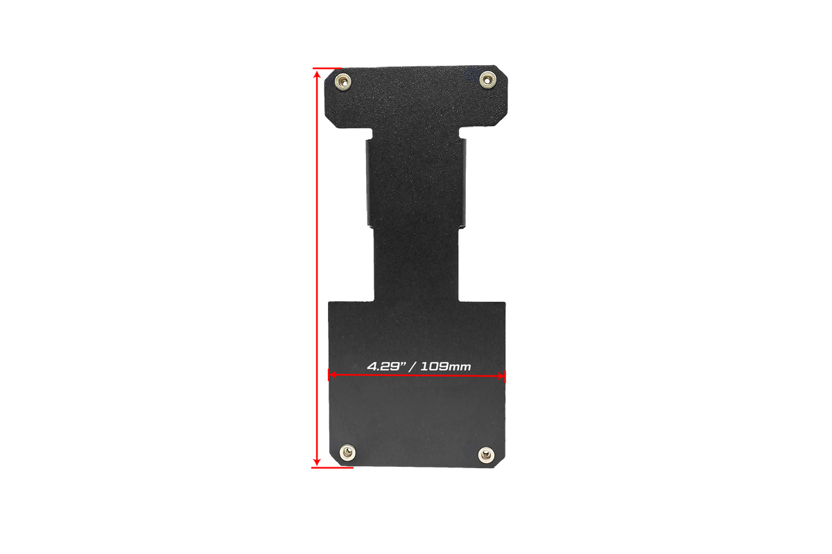 UTV Stereo black metal mounting bracket with 4.29 inch width measurement