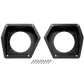 Two black hexagonal speaker mounting brackets with mounting screws