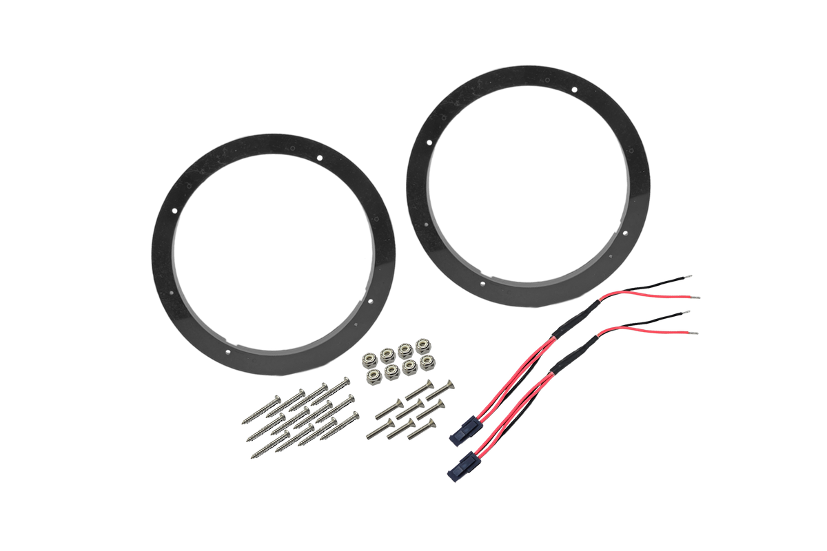 UTV Stereo speaker mounting rings with screws nuts and wiring harnesses