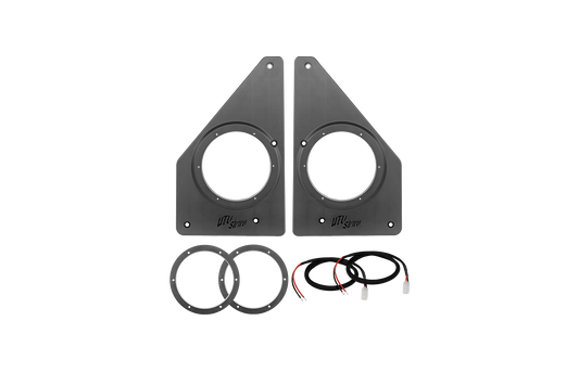 UTV Stereo speaker mounting panels with rings and wiring harnesses