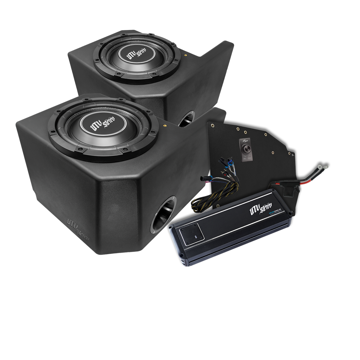 UTV Stereo dual subwoofer enclosure kit with amplifier and wiring harness