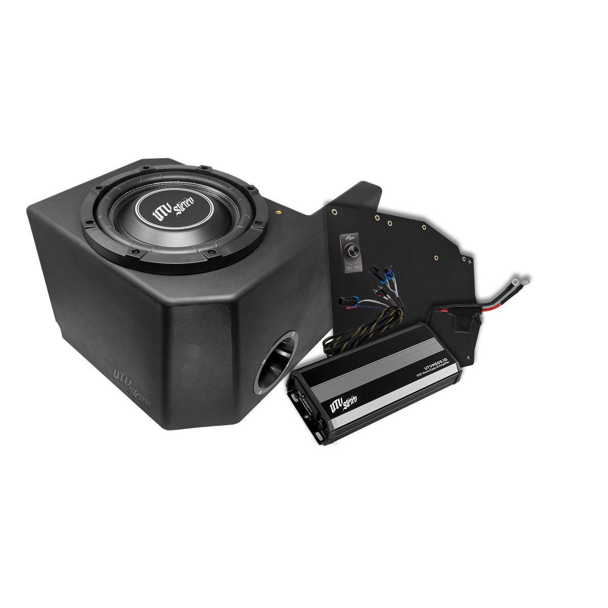UTV Stereo subwoofer enclosure with amplifier and wiring kit