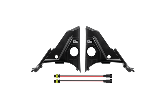 UTV Stereo black plastic speaker pods with wiring harnesses