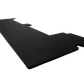 Black L shaped flat metal bracket with mounting holes