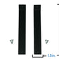 UTV Stereo black mounting brackets with screws and dimension labels