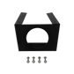 Black metal U-shaped mounting bracket with a circular center cutout and four matching bolts