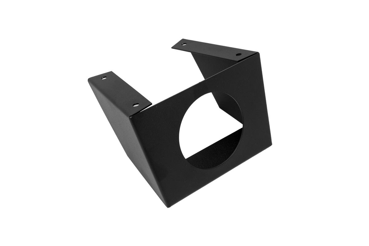 UTV Stereo black metal speaker mounting bracket with circular cutout