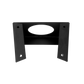 UTV Stereo black metal mounting bracket with circular cutout