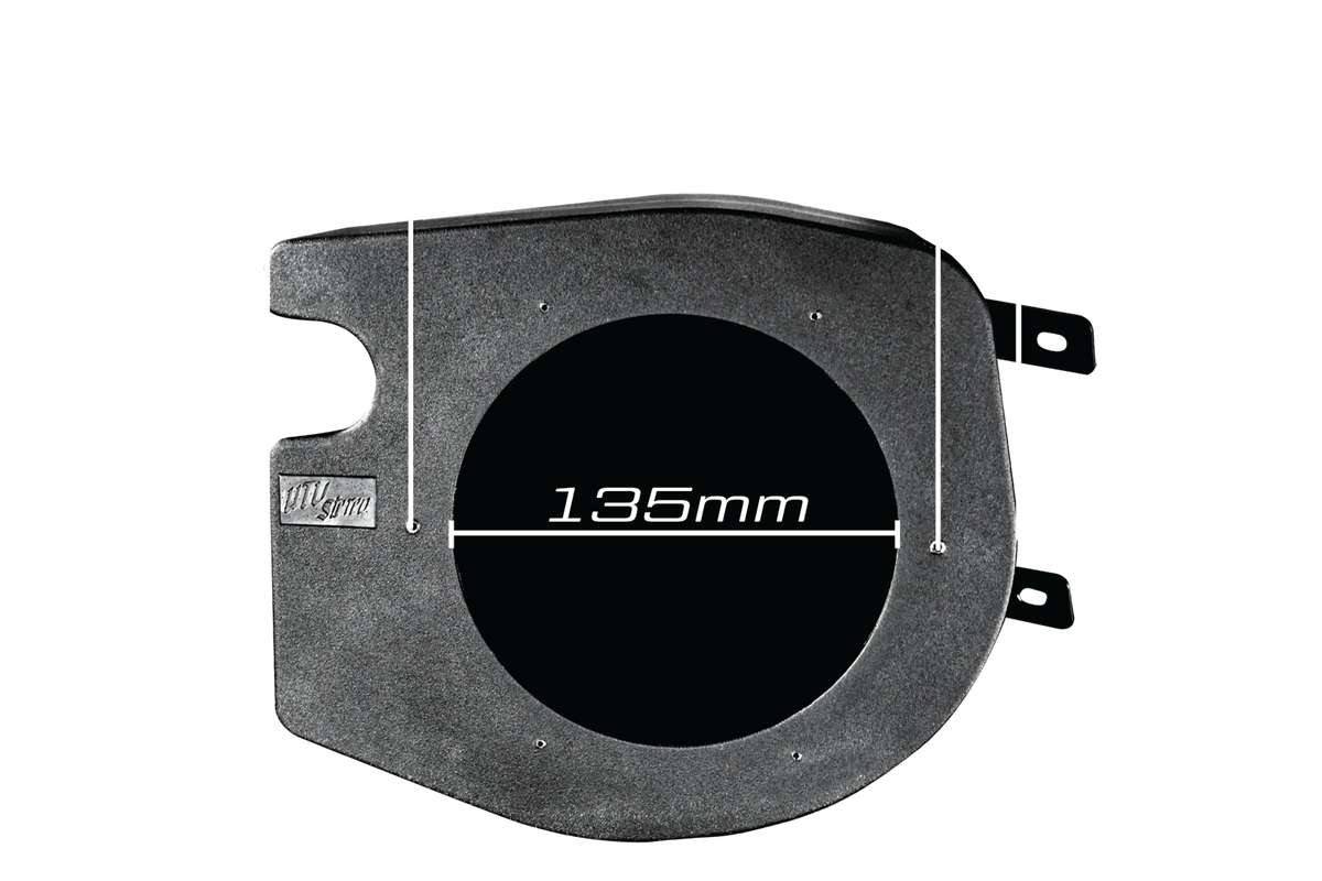 UTV Stereo speaker mounting bracket with 135mm measurement indicator