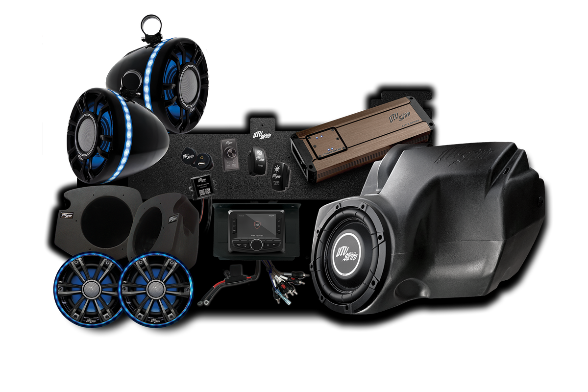 UTV Stereo audio system bundle with speakers amplifier subwoofer and head unit