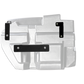 Silver plastic fuel tank with three black metal mounting brackets attached