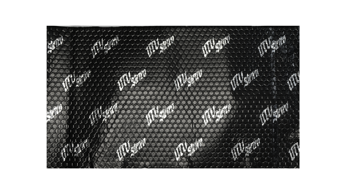 Black UTV Stereo sound deadening material sheet with hexagonal pattern