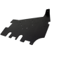 Black metal mounting plate with multiple circular cutouts and bolt holes