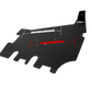 UTV Sierra black metal skid plate with measurement lines and model numbers