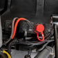 UTV Inc battery terminal stud kit with red and black protective caps installed on vehicle frame