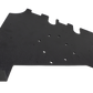 Black textured metal mounting plate with circular cutouts and predrilled holes