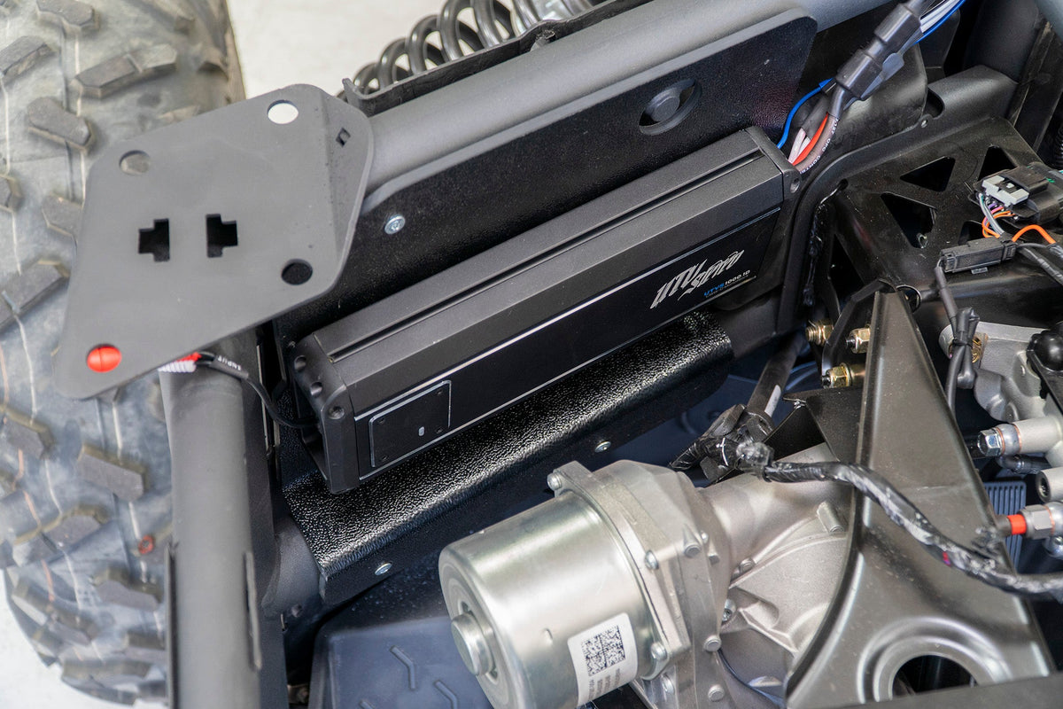 UTV Stereo amplifier mounted in a UTV chassis