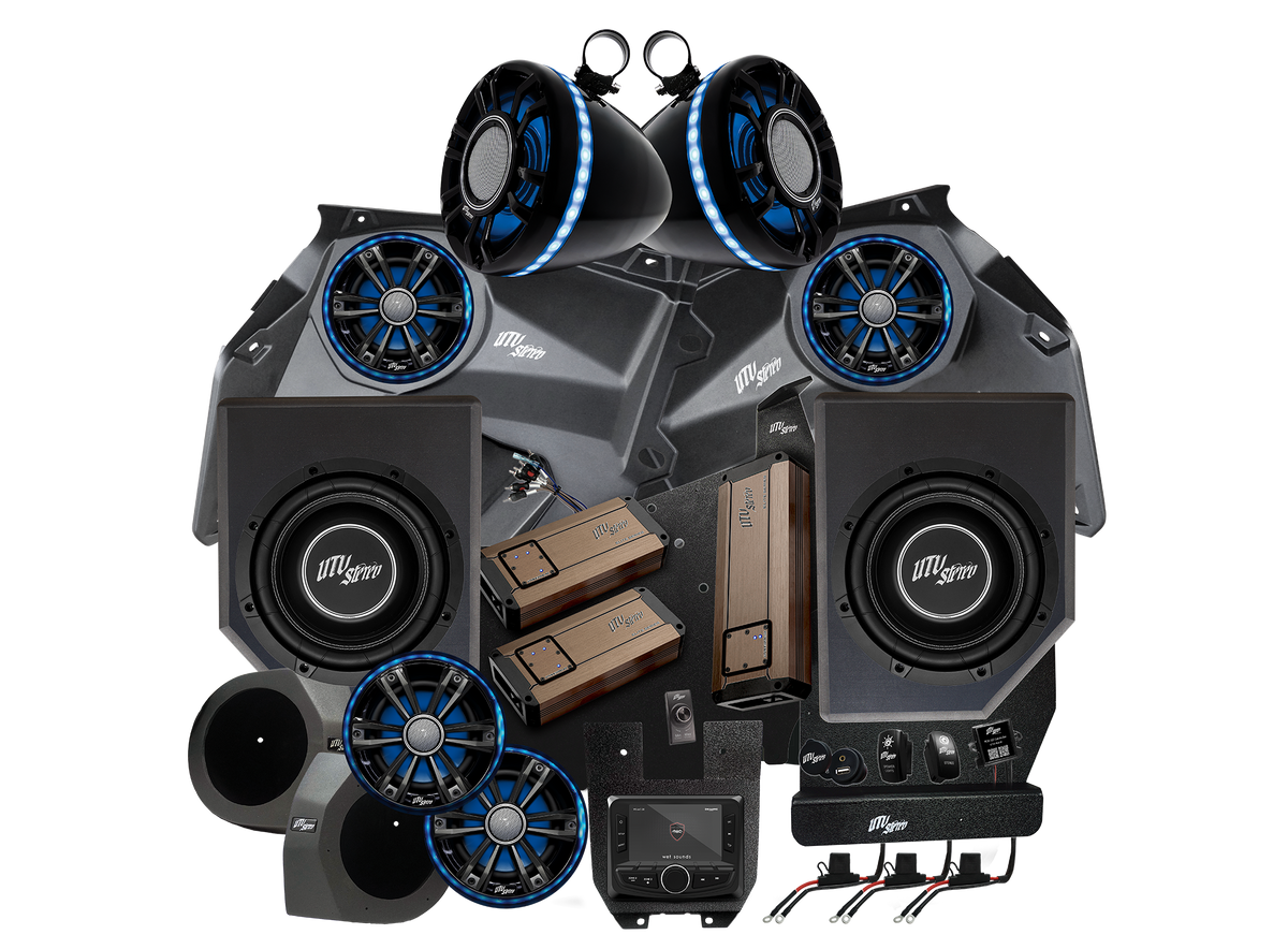 UTV Stereo audio system bundle with speakers subwoofers amplifiers and head unit