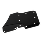Black metal mounting plate with multiple circular holes