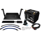 UTV Stereo battery kit with mounting bracket, AGM battery, isolator, cables, and hardware