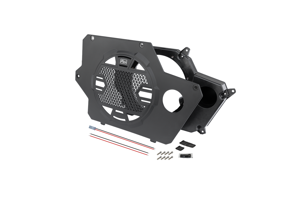 UTV Stereo speaker mounting panel with hardware and wiring