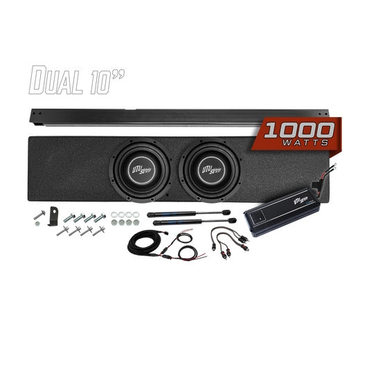 UTV Stereo dual 10 inch subwoofer enclosure kit with amplifier and mounting hardware
