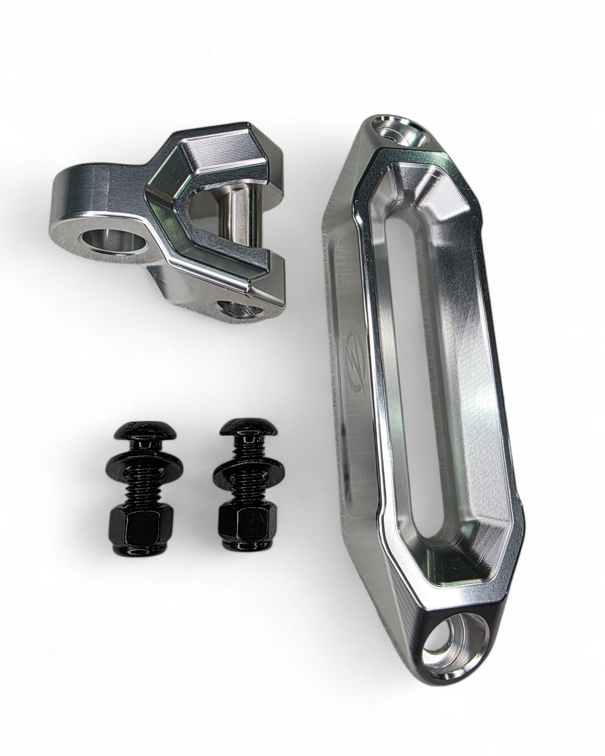Bolt-on mounting hardware for EOD winch fairlead and hook, clear