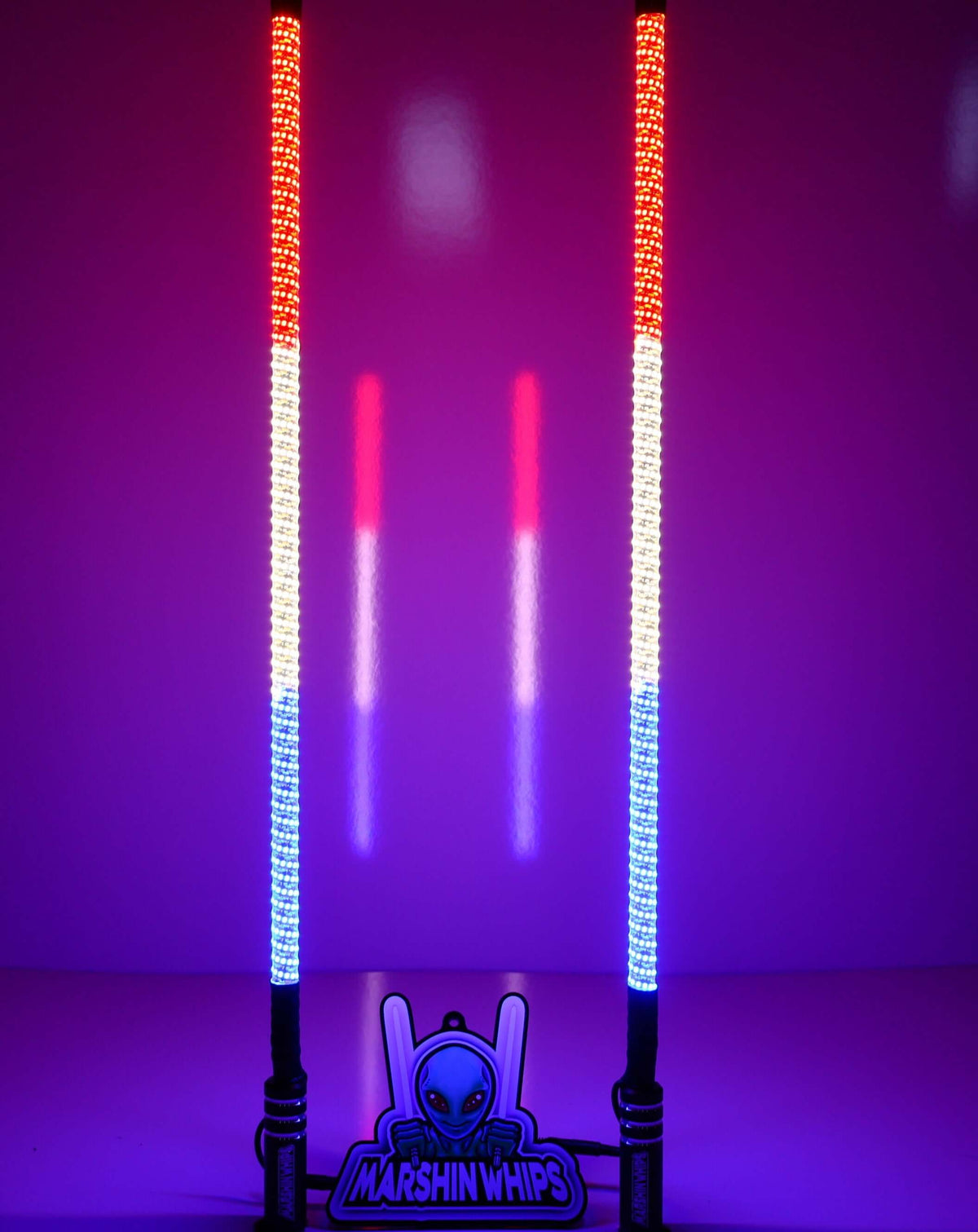 Marty Whip Set | Dual Stealth Black Backing LED Lights